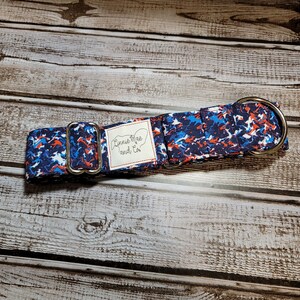 Petite pups/Cat Marble Patriotic  - Adjustable Dog/Cat Collar - Martingale Collar or Traditional Buckle Collar