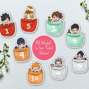 HQ!! Volleyball Anime Pocket Stickers | Glossy Water Resistant Vinyl Stickers