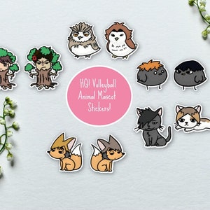 HQ!! Volleyball Animal Mascot Anime Stickers | Glossy Water Resistant Vinyl Stickers