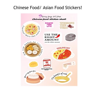 Chinese Food Sticker Sheets | Asian Food Stickers | Dim Sum | Food Puns |