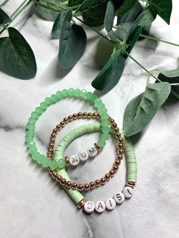 Braccialetto di perline di argilla Heishi: cuore arcobaleno, stile preppy - Italia