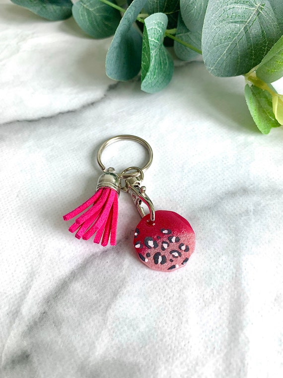 Pink Leopard Print Trolley Token Keyring// Trolley Coin, Locker Coin, Keyring  With Clip 