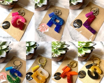 Personalised Initial Keyring/Keychain // two tone keyring, ombré, personalised gift, custom accessory, handmade gift