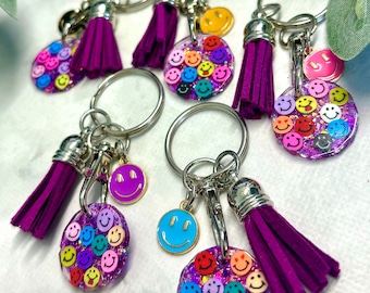 Happy Faces Trolley Token With Smile Charm // Rainbow, Locker Coin, Smile, Trolley Coin, Useful Gifts