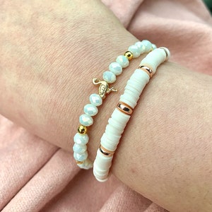 Flamingo Themed Stacking Bracelet Set // gift for her, flamingo themed gift, beaded bracelet set