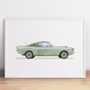 Sage Grün Retro Sportwagen Druck,Automobile Wandkunst,Muscle Car Poster,Kinderzimmer Wandkunst,Fahrzeug Drucke,Jungen Zimmer Dekor,Aquarell Auto Art