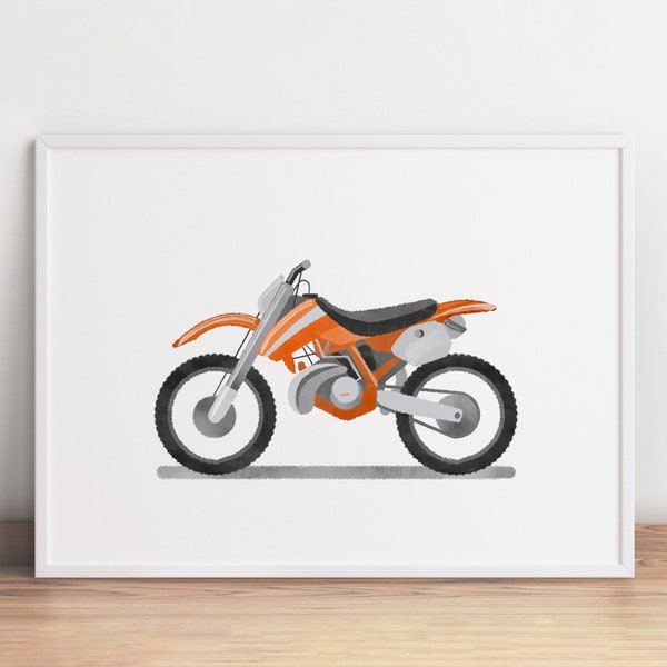 Dirt Bike Print, Motocross Wall Decor, Dirt Bike Printable, Boy Wall Art, Transportation Art, Toddler Motorbike Decor, Vehicles Printable