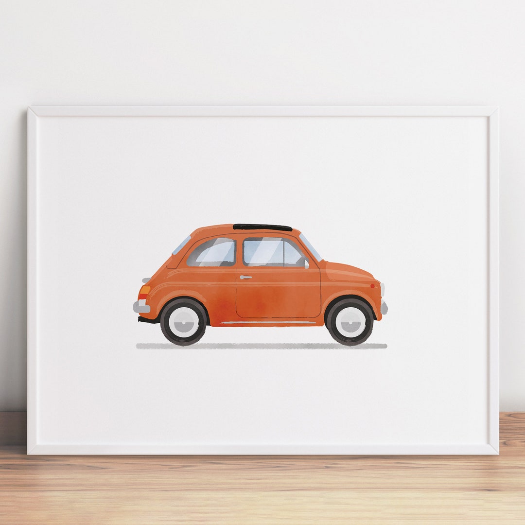Vintage Orange Car Print, Classic Car Wall Art, Transportation Decor ...