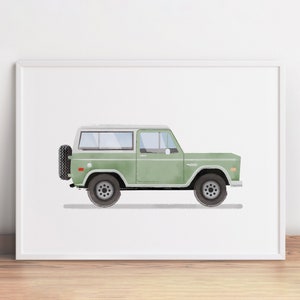 Vintage Offroad Car Print, Sage Gree Car Wall Art, Vehicle Printable, Toddler Room Decor, Wall Art, Kids Room Poster, Transportation Print