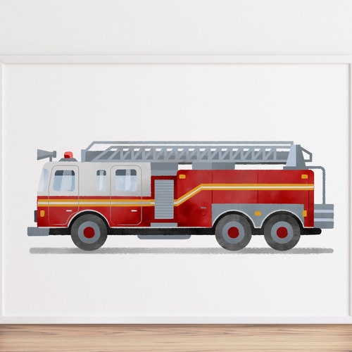 Fire Truck Print Fire Engine Art Fire Truck Decor Boy Etsy