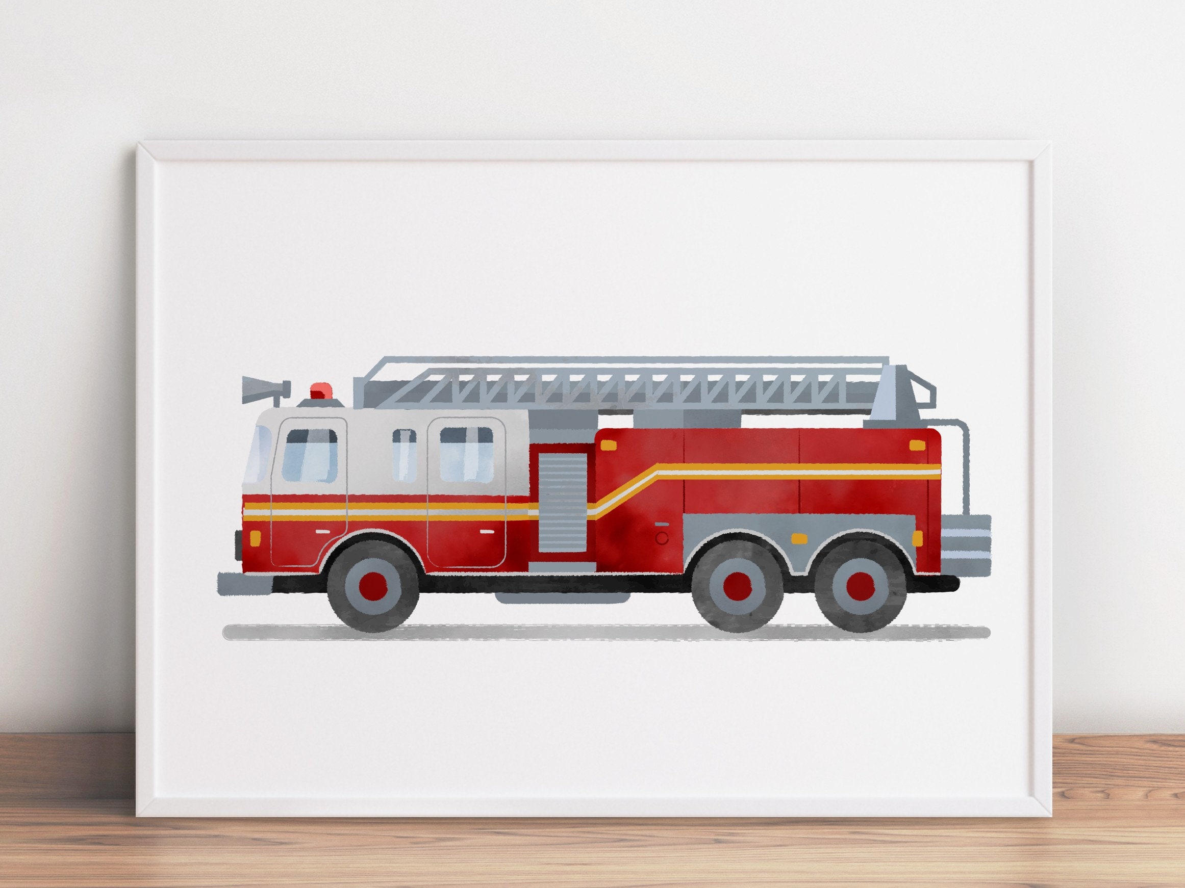 Fire Truck Print Fire Engine Art Fire Truck Decor Boy Etsy