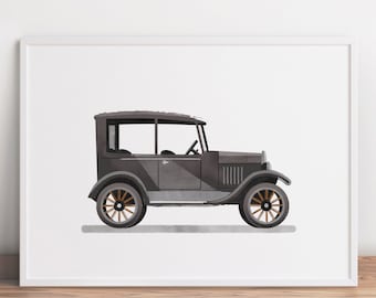 Retro Car Print, Automobile Decor, Nursery Printable, Printable Vehicle, Boy Room Decor, Classic Retro Poster, Vintage Car Art