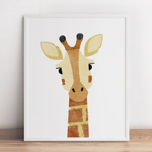Estampado de jirafa, arte mural de animales bebés, decoración de guardería de safari, juego de galería de pared para niños, láminas de guardería neutras, decoración de guardería imprimible
