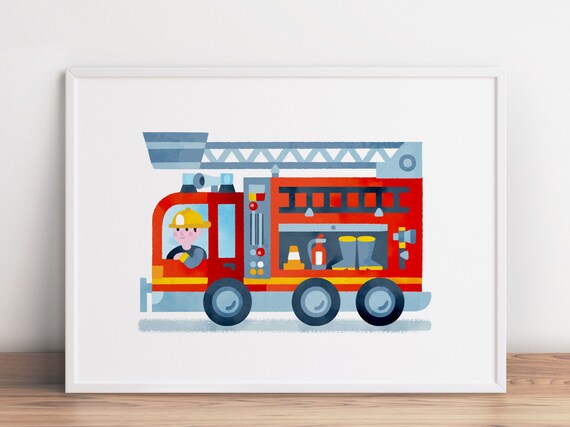 Firetruck Printable Toddler Fire Truck Art Fire Truck Print - Etsy