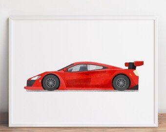 Race Car Print, Printable Art, Sports Car Wall Art, Vehicle Automotive Printable, Racing Car Prints, Poster Decor, Auto Theme Wall Art