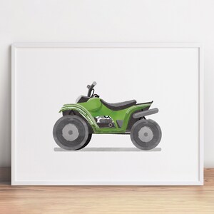Impresión de cuatrimoto, decoración de pared de motocross, imprimible de moto de cross, arte de pared para niño, arte de transporte, decoración de moto para niño pequeño, imprimible de vehículos