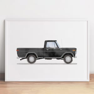 Pickup Truck Print, Classic Car Print, Black Truck Wall Art, Truck Print, Vehicle Print,Kid Poster, Transportation Decor,Farmhouse Printable