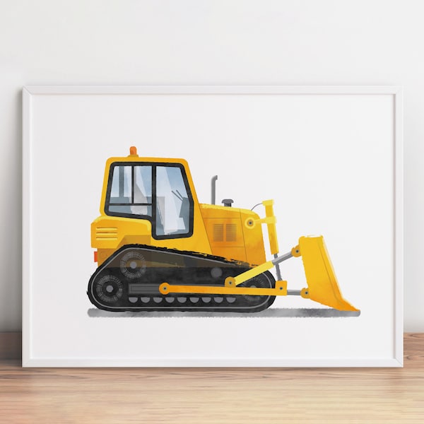 Dozer Print, Bulldozer Wall Art, Toddler Truck Printable, Nursery Print, Vehicle Wall Art, Boy Room Decor, Transportation Artwork Poster