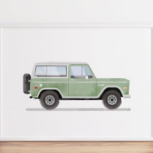 Set of 6 Vintage Sage Green Vehicle Prints, Boys Room Decor, Retro Car ...