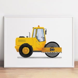 Road Roller Print, Roller Compactor Poster, Road Roller Wall Art, Construction Prints, Boys Room Wall Art, Kids Room Decor, Watercolor Art