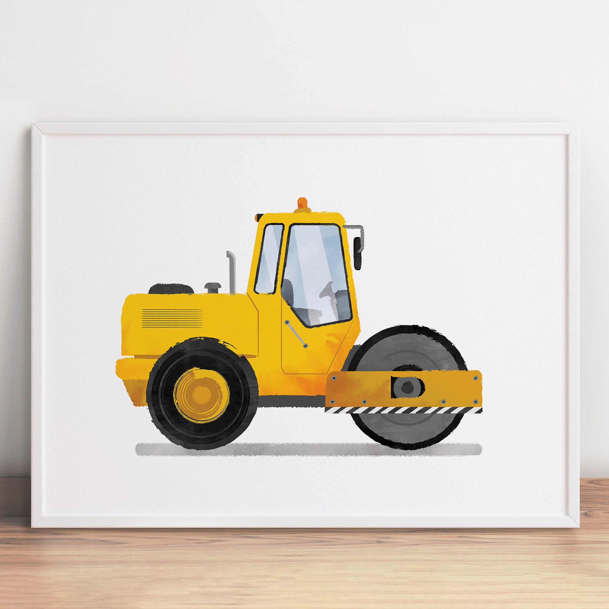 Road Roller Print, Roller Compactor Poster, Road Roller Wall Art ...