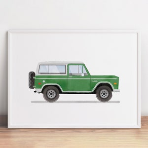 Vintage Offroad Car Print, Green Car Wall Art, Vehicle Printable, Toddler Room Decor, Wall Art, Kids Room Poster, Transportation Print
