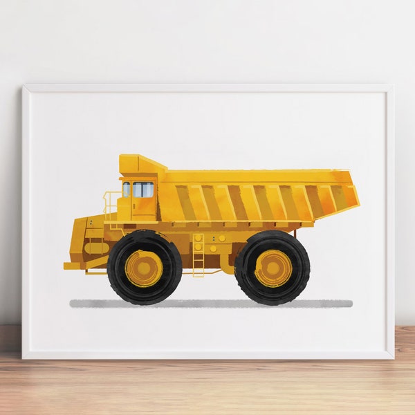 Dump Truck Print, Dumper Truck Wall Art, Construction Printable, Toddler Boy Room Decor, Nursery Printable, Boy Bedroom Art, Printable Truck