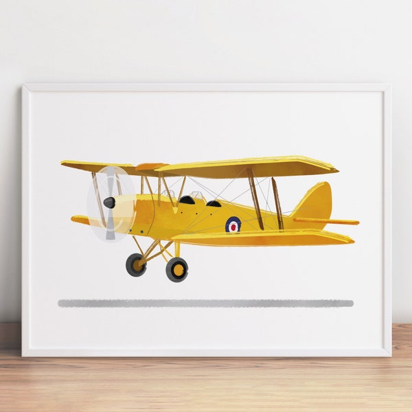 Airplane Print, Aircraft Wall Art, Plane Printable, Aviation Illustration, Game Room Decor, Nursery Art Printable, Toddler Boy Poster