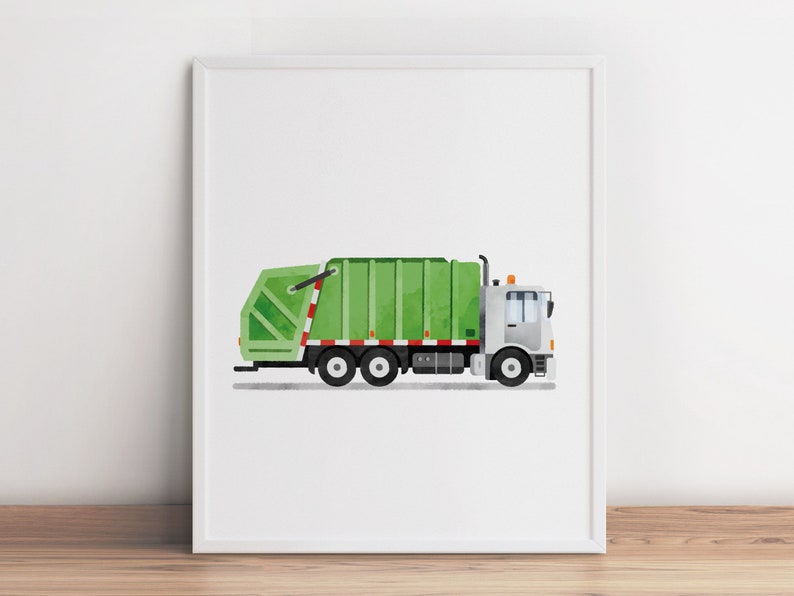 Vertical Set of 6 Vehicle Prints, Construction Wall Art, Transportation Nursery, Kids Gallery Wall Set, Truck Wall Art, Nursery Truck Prints image 6