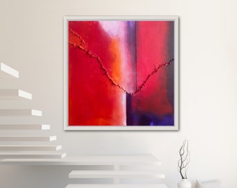 Modern Red Abstract Art Print, Trendy Home Decor, Red Contemporary Art Print, Stylish Wall Art, Aesthetic Gallery Prints, Multiple Sizes