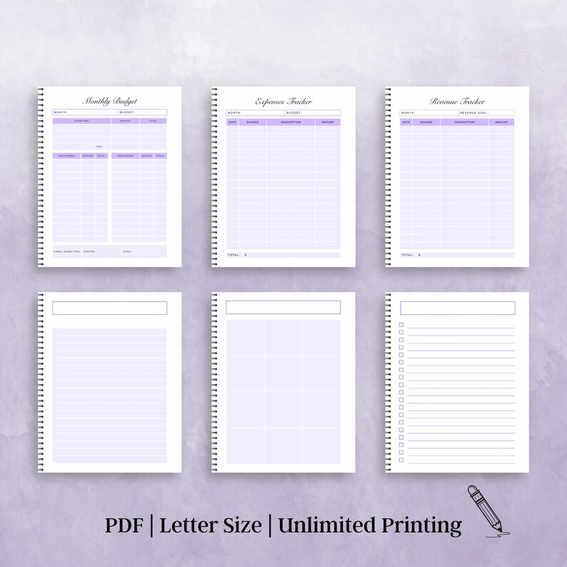 Purple Printable Planner, Undated Planner, Planner Inserts, Life