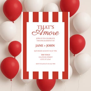 That&#39;s Amore engagement party invitation, digital download, editable, Italian themed, engaged, dinner party, editable invitation