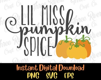 Little Miss Pumpkin Spice Png, Svg, Eps, Descarga digital, Otoño, Otoño