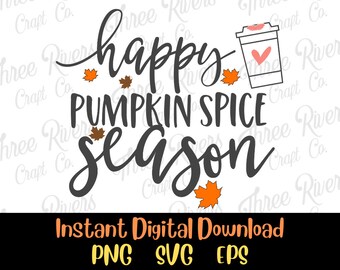 Feliz temporada de especias de calabaza Png, Svg, Eps, otoño, descarga digital
