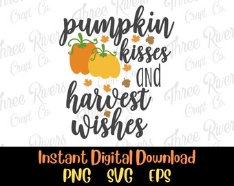Besos de calabaza y deseos de cosecha Png, Svg, Eps, Descarga digital, Otoño, Otoño