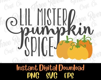 Little Mister Pumpkin Spice Png, Svg, Eps, Descarga digital, Otoño, Otoño