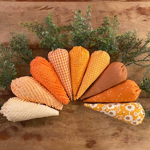 Fabric carrots | Easter Carrot Decor | Farmhouse Easter Decor | Handmade Fabric Carrots | Vintage Hobnail Fabric Carrots