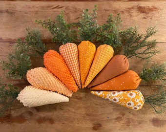 Fabric carrots | Easter Carrot Decor | Farmhouse Easter Decor | Handmade Fabric Carrots | Vintage Hobnail Fabric Carrots