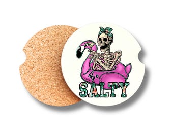Summerween Party Favors, Car Coasters, Be Salty, Beach Skeleton
