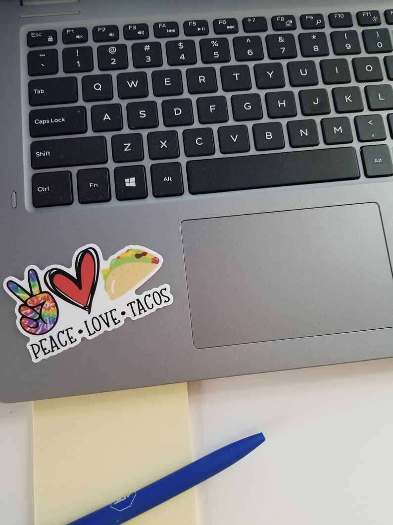 Taco Sticker, for Taco Lover, Sticker for Laptop, Water bottle, Die Cut, Laptop Decal, Foodie Sticker, Peace Love Tacos, funny taco gift image 4