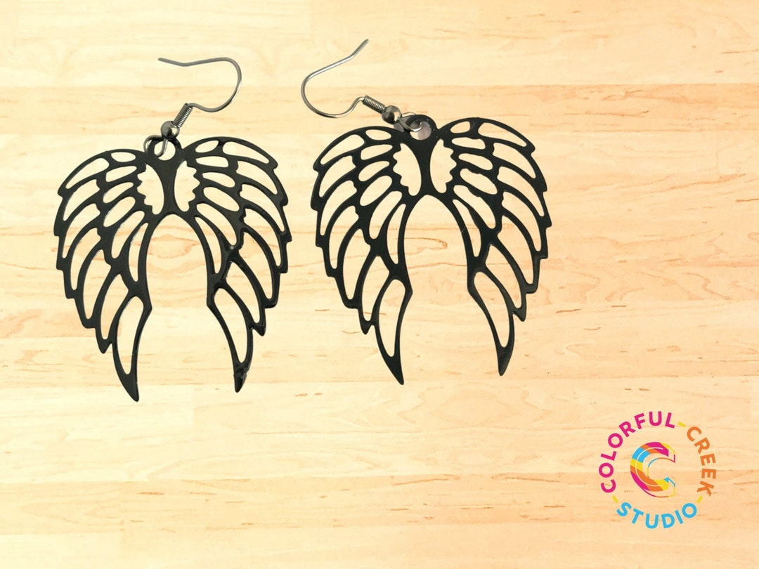 Black Angel Wing Earrings Whimsigothic Jewelry Goth Gifts Etsy