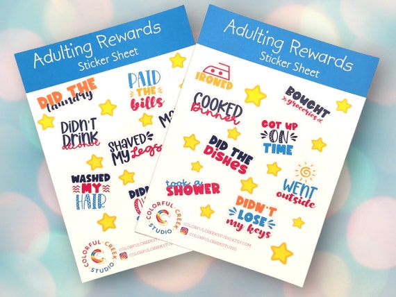 Adulting Reward Sticker Sheet, Funny Gift for Friend, College