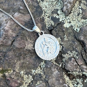 Silver Saint Christopher Pendant Necklace, St Christopher Necklace, Saint Christopher, Silver Necklace, Pendant Necklace, St Christopher