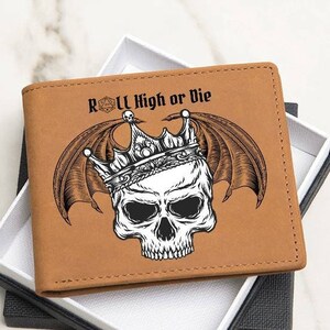 Cartera de cuero con accesorios DND, regalo / Regalo DND para esposo, novio o hermano de parte de esposa, mamá, novia / Regalos para jugadores de juegos de mesa