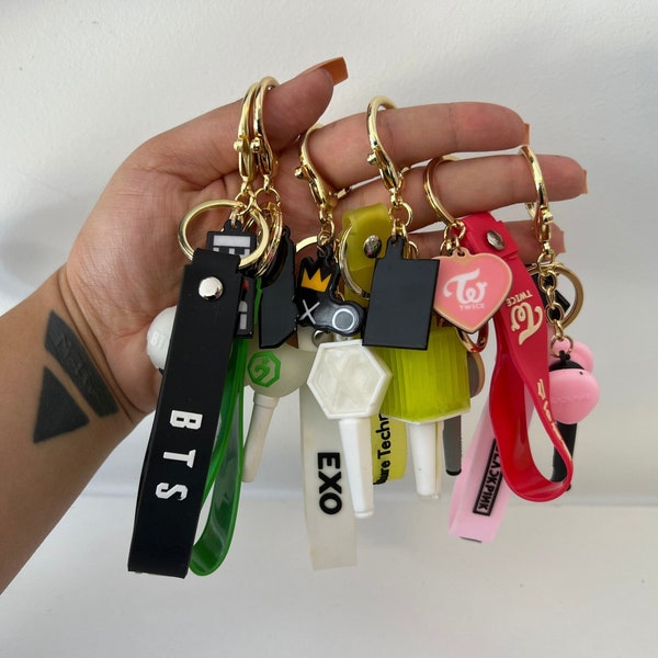 K-Pop Boy Group Lightstick Keychain Strap - Treasure, Astro, Enhypen, NCT, GOT7, EXO, Stray Kids, Bangtan