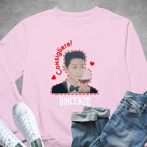 Oh My Consigliere Fan Club Light Pink Crewneck Sweatshirt - Vincenzo Korean Drama Inspired Sweatshirt, Vincenzo kdrama, kdrama T-shirt