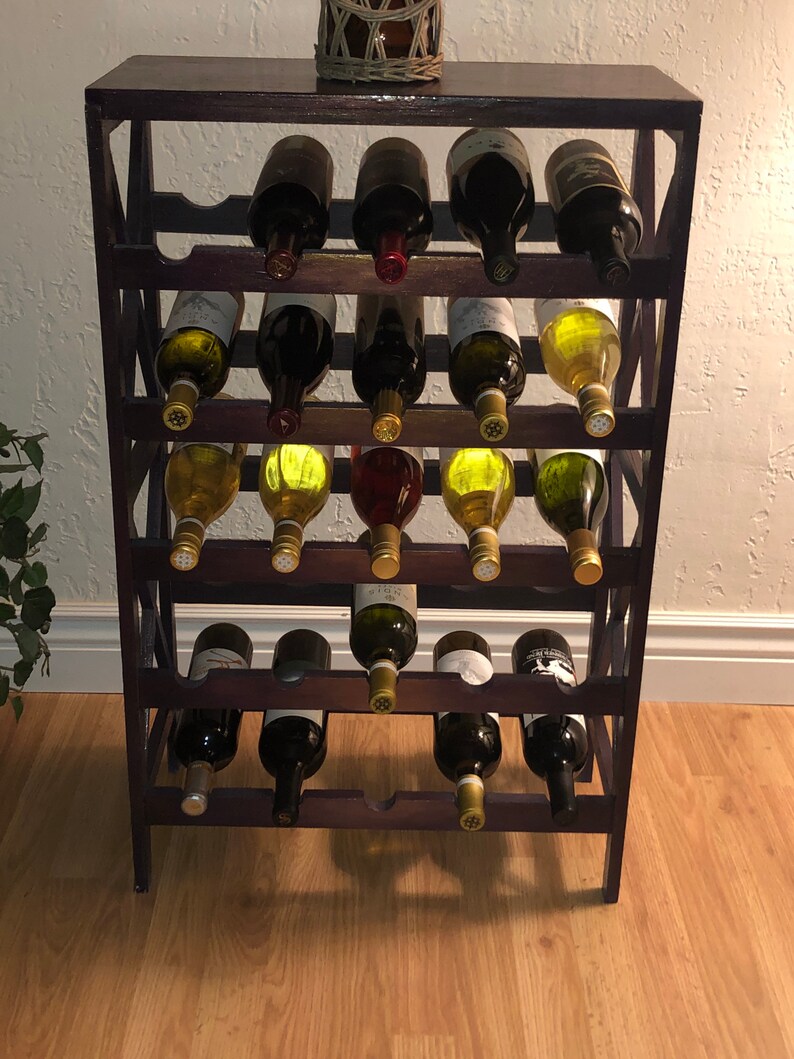 Refinished Floor Standing Wine Rack Holds 24 Bottles. Top is Etsy