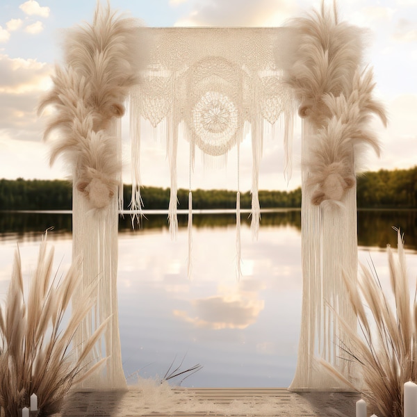 Macrame Digital Backdrop for Boho Wedding, Minimalist Macrame Wedding Photography Digital Backdrop, Realistic Macrame Backdrop for Photoshop