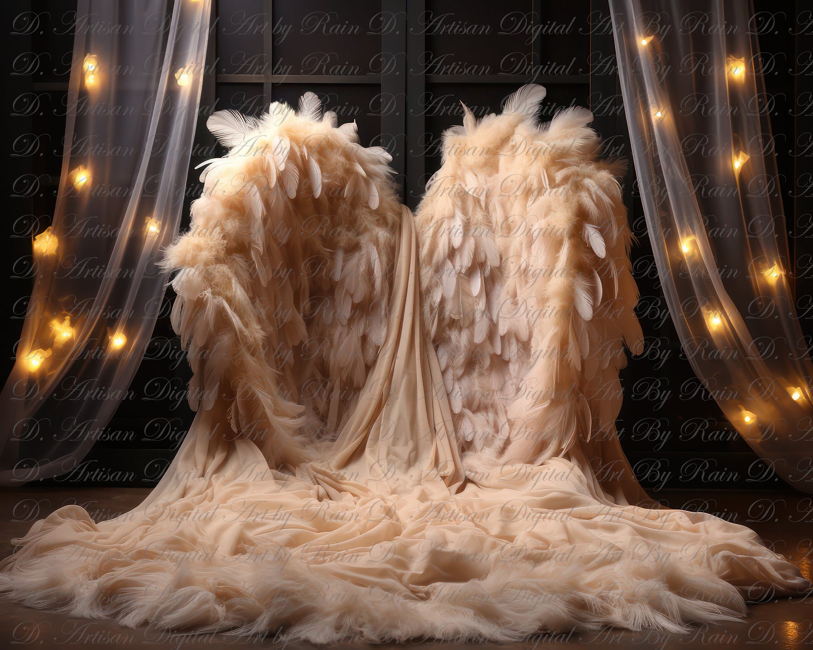 Heavenly Angel Wings Maternity Photography Backdrop, Portrait