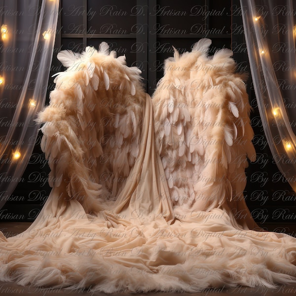 Heavenly Angel Wings Maternity Photography Backdrop, Portrait Photography Props, Wings for Wedding Maternity Baby Shower, Digital Download